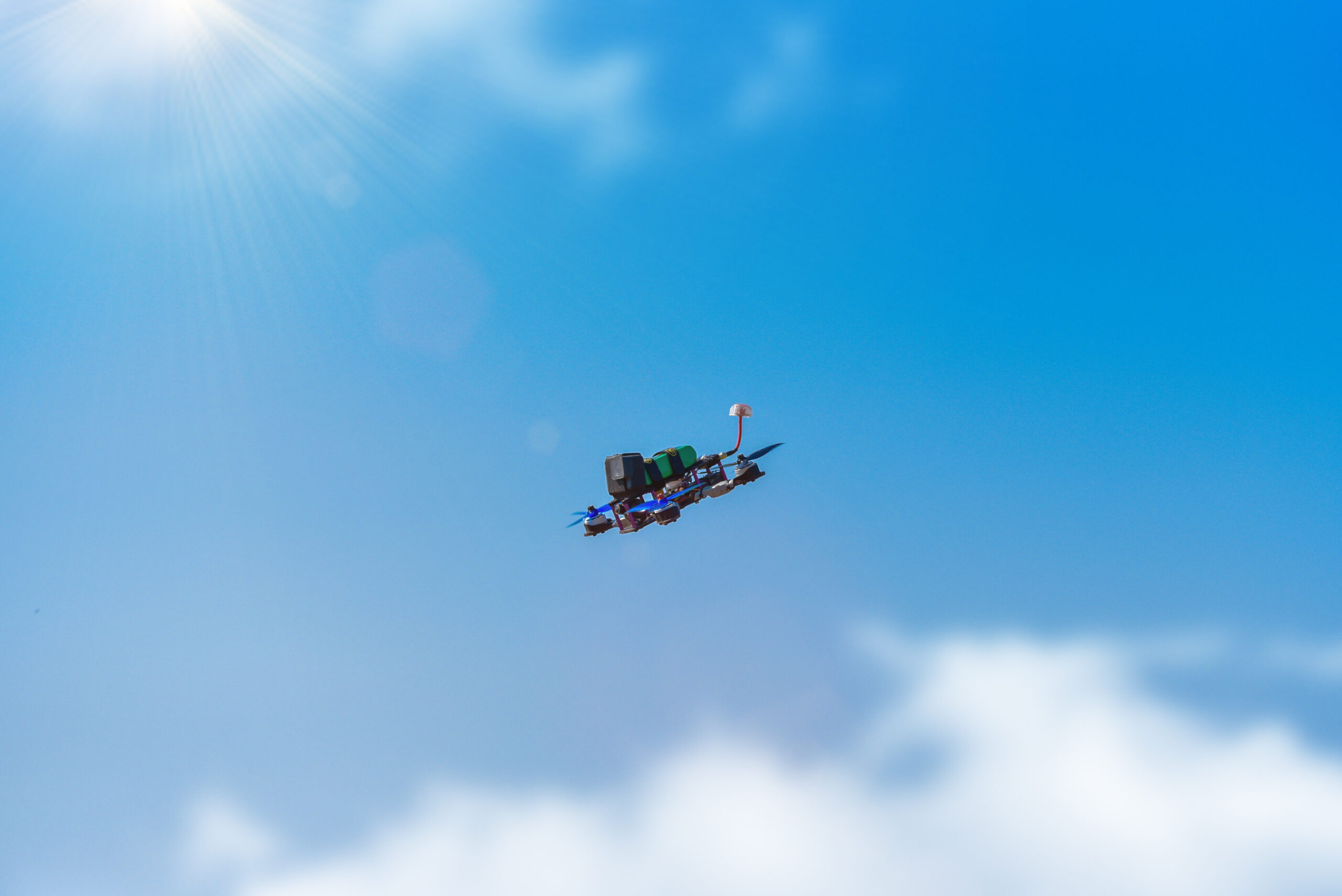 Fpv drone racing on a sunny day